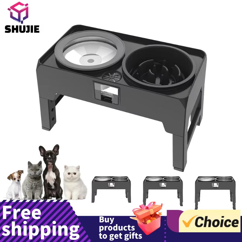 Adjustable Elevated Slow Feeder Pet Bowl Bundle