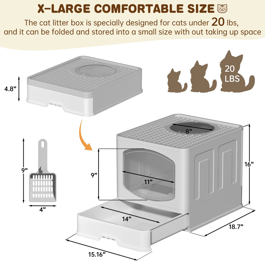 Foldable Enclosed Pet Litter Box Bundle