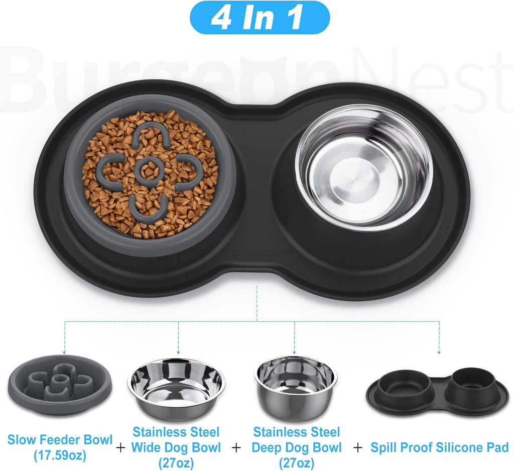4-in-1 Slow Feeder Pet Bowl Bundle