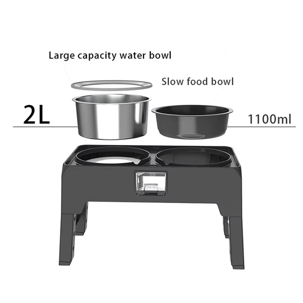 Adjustable Elevated Slow Feeder Pet Bowl Bundle
