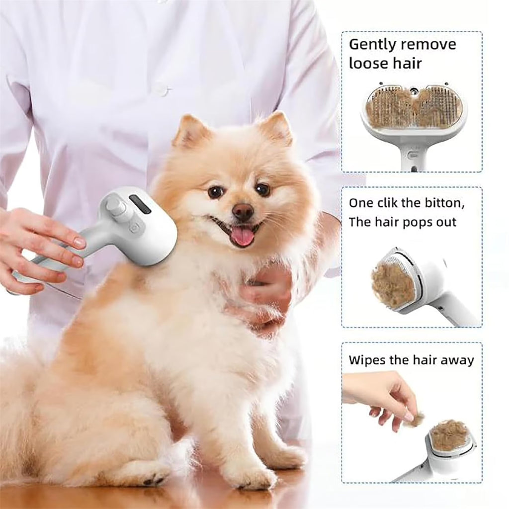 Furry Basics Pet Grooming Brush, Furry Basics Pet Brush, Furrybasics Pet Grooming Comb, Pet Hair Removal Comb with Water Tank and Release Button (Green+White)