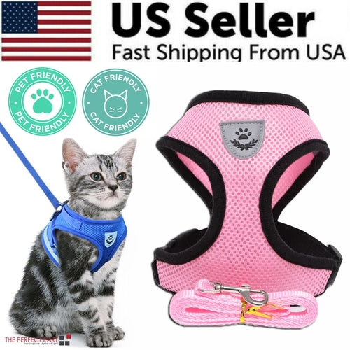 Adjustable Reflective Pet Harness Vest with Leash – S/M/L/XL