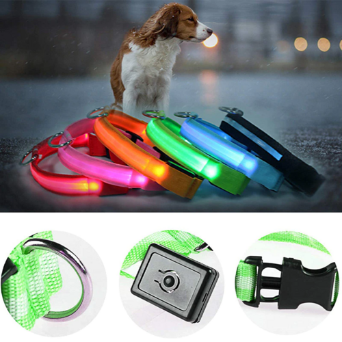LED Adjustable Pet Safety Collar – Waterproof, 3 Light Modes
