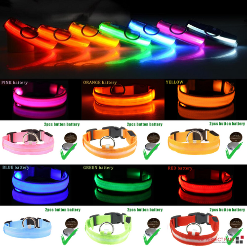 LED Adjustable Pet Safety Collar – Waterproof, 3 Light Modes