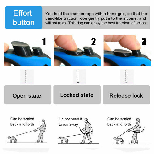 16.5 ft Automatic Retractable Dog Leash – One-Touch Brake & Lock