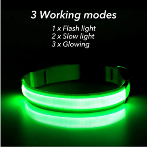 LED Adjustable Pet Safety Collar – Waterproof, 3 Light Modes