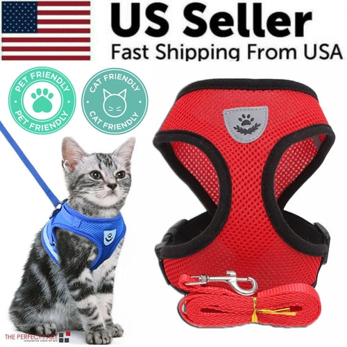 Adjustable Reflective Pet Harness Vest with Leash – S/M/L/XL