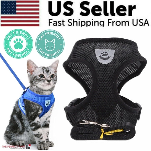 Adjustable Reflective Pet Harness Vest with Leash – S/M/L/XL