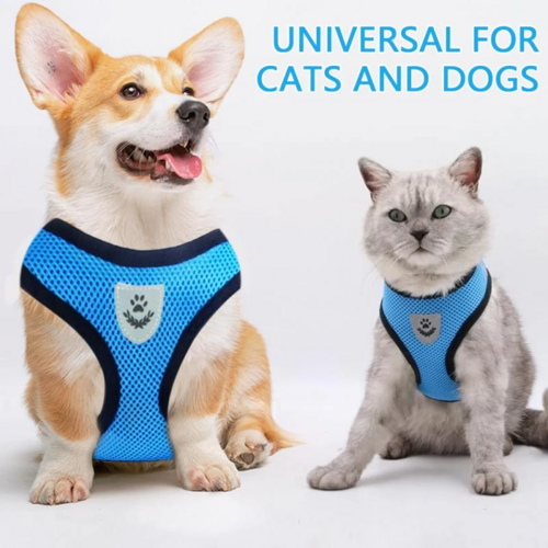 Adjustable Reflective Pet Harness Vest with Leash – S/M/L/XL