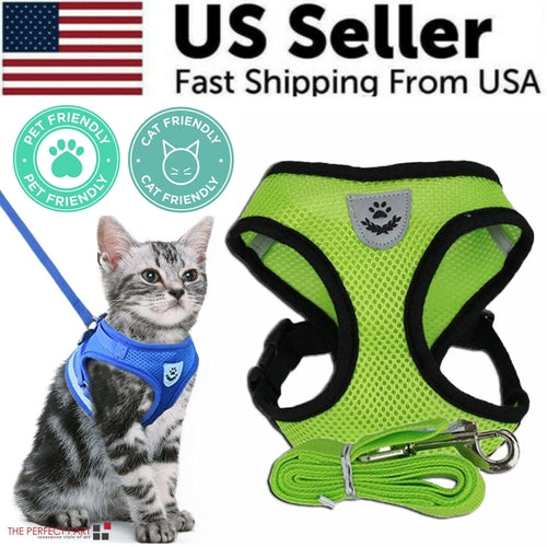 Adjustable Reflective Pet Harness Vest with Leash – S/M/L/XL