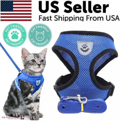 Adjustable Reflective Pet Harness Vest with Leash – S/M/L/XL
