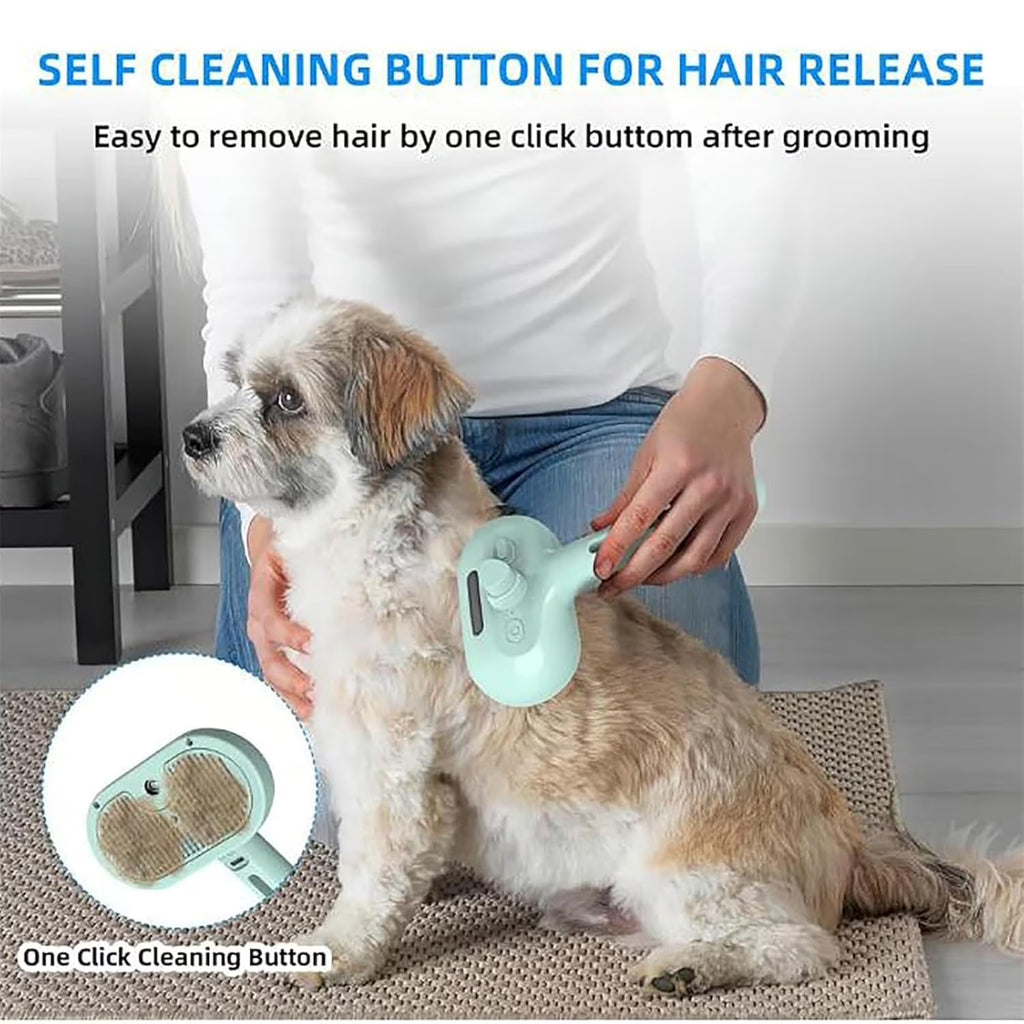 Furry Basics Pet Grooming Brush, Furry Basics Pet Brush, Furrybasics Pet Grooming Comb, Pet Hair Removal Comb with Water Tank and Release Button (Green+White)