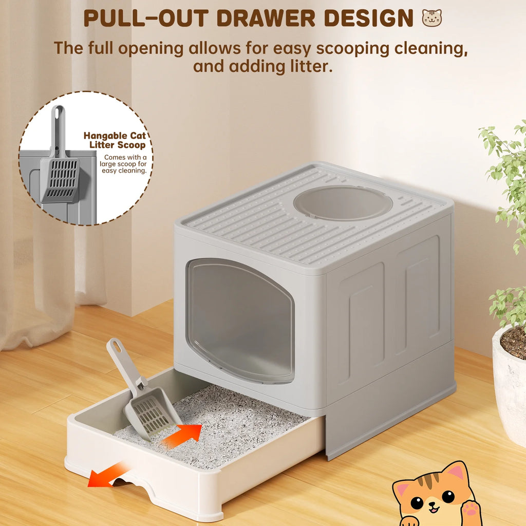 Foldable Enclosed Pet Litter Box Bundle