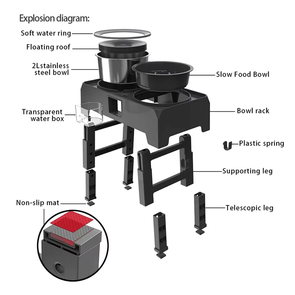Adjustable Elevated Slow Feeder Pet Bowl Bundle