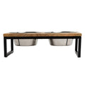 Wood & Metal Elevated Pet Feeder – Mango Wood with Stainless Steel Bowls