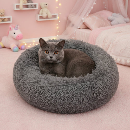 Pet Ultra-Soft Long Plush Round Bed