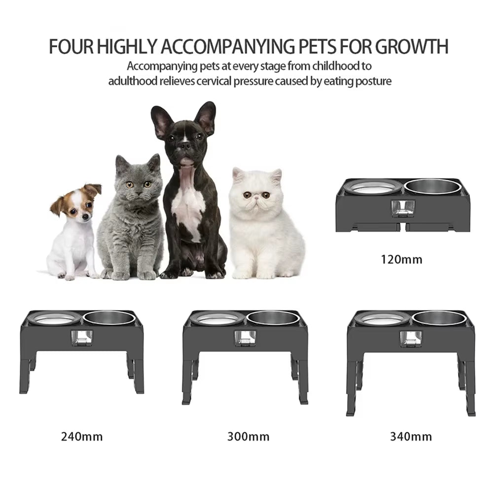 Adjustable Elevated Slow Feeder Pet Bowl Bundle