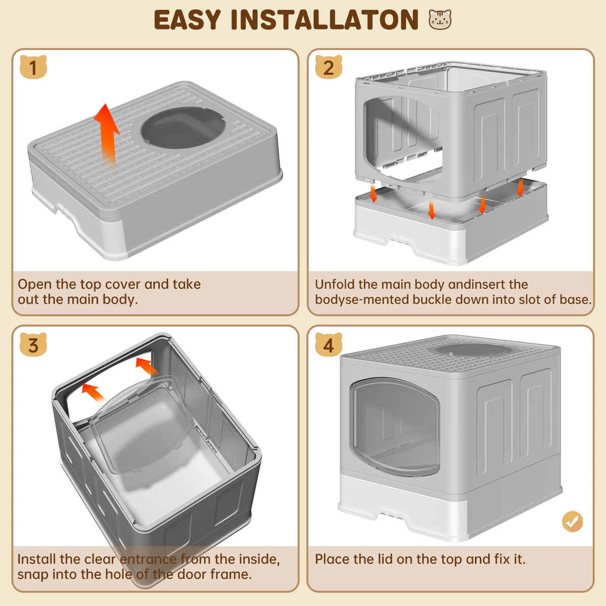 Foldable Enclosed Pet Litter Box Bundle