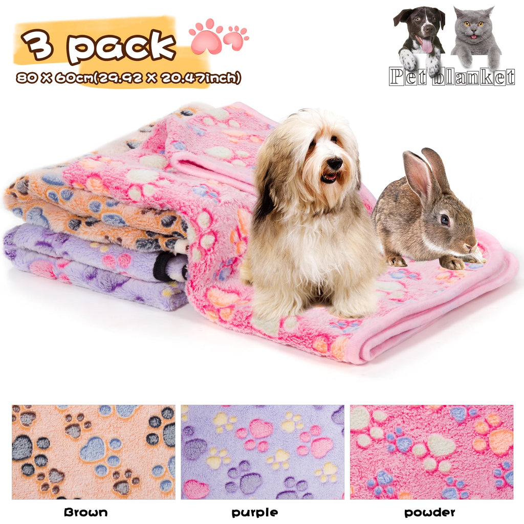 3-Pack Coral Velvet Pet Blankets
