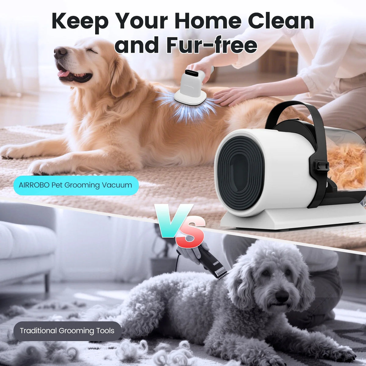AIRROBO Pet Grooming Vacuum Bundle