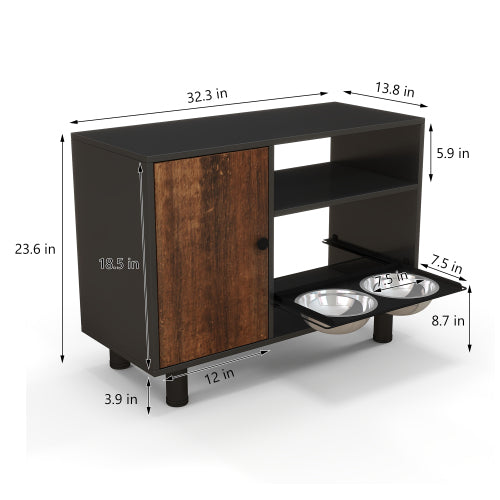 Elevated Pet Feeding Station with Storage – Adjustable Height, Furniture-Style