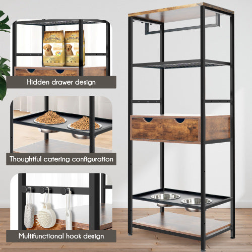 Elevated Pet Feeding Station with Storage – Adjustable Height, Furniture-Style