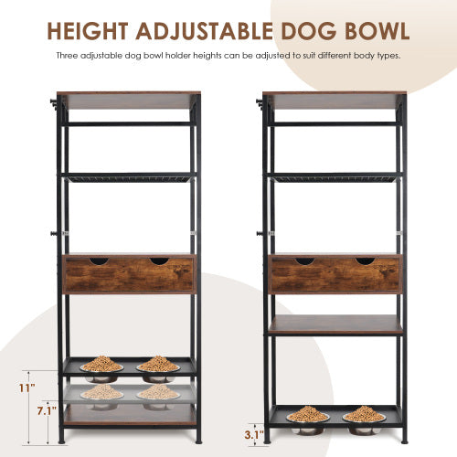Elevated Pet Feeding Station with Storage – Adjustable Height, Furniture-Style