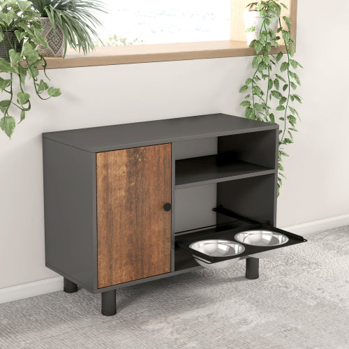 Elevated Pet Feeding Station with Storage – Adjustable Height, Furniture-Style