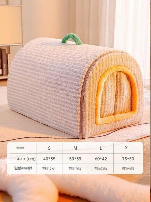 Cozy Polka Dot Pet Bed Cave with Handle