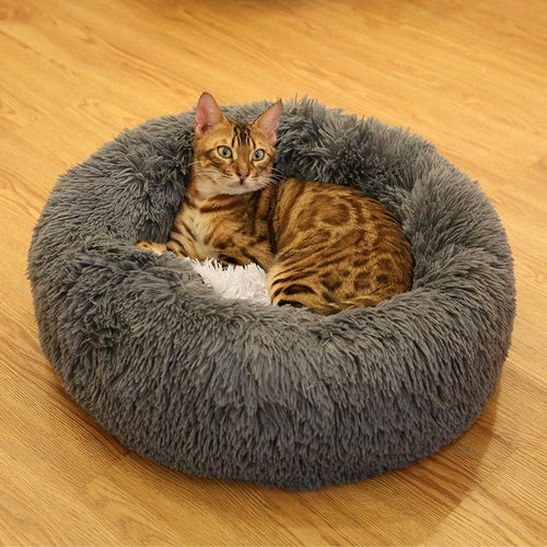 Pet Ultra-Soft Long Plush Round Bed