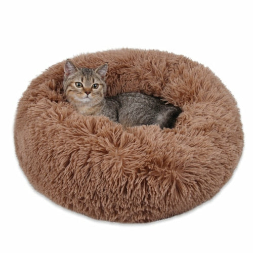 Pet Ultra-Soft Long Plush Round Bed
